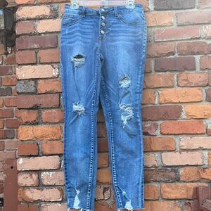 Maurices Button-Fly Distressed Skinny Jeans